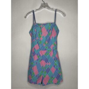 Seawaves Vintage Geometric Swim Bathing Suit Shorty Jumper Women's Size 14 EUC